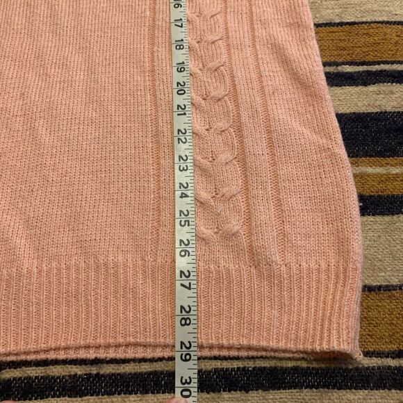 Vintage Knit Sweater Cottagecore Granny Pastel Pullover Pink Mock Neck Floral M - Picture 7 of 7